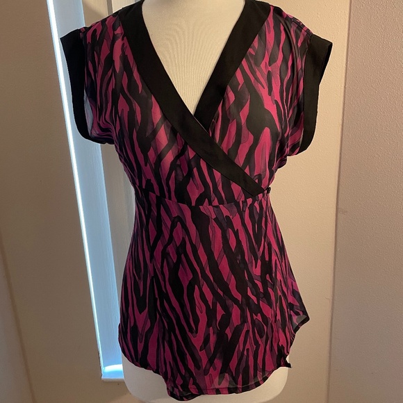 Portman  Sheer animal print Wrap around top/blouse size large (size14au) - Picture 1 of 5
